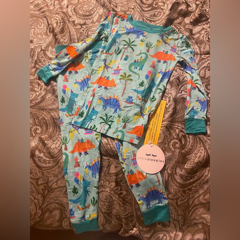 Little Sleepies Prehistoric Party Birthday Bamboo Viscose Two Piece Pajama Set